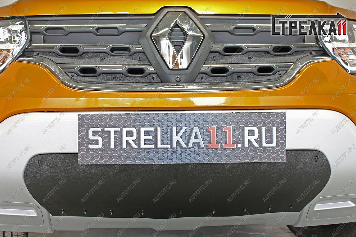 2 199 р. Зимняя защита на стяжке (низ) Стрелка11 Renault Duster HM рестайлинг (2021-2024) (черная)  с доставкой в г. Вологда