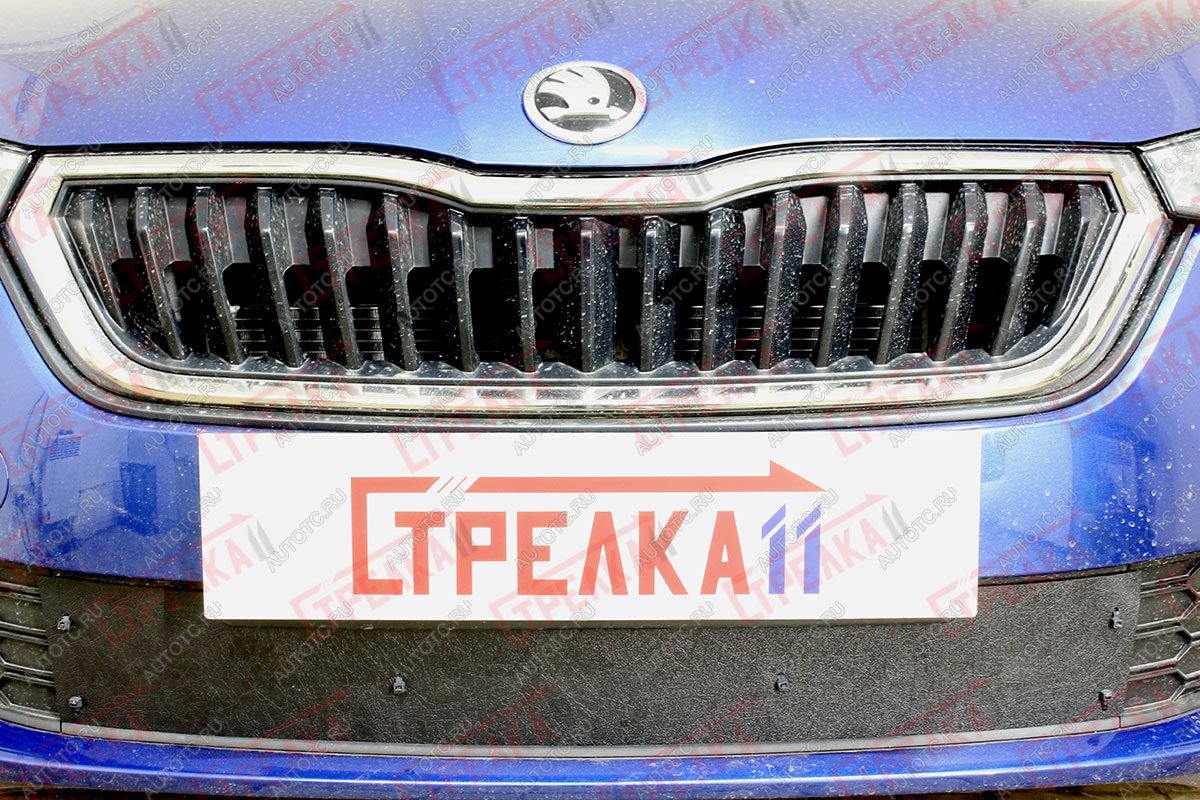 1 489 р. Зимняя защита на стяжке (низ) Стрелка11 Skoda Rapid MK2 (2019-2025) (черная)  с доставкой в г. Вологда