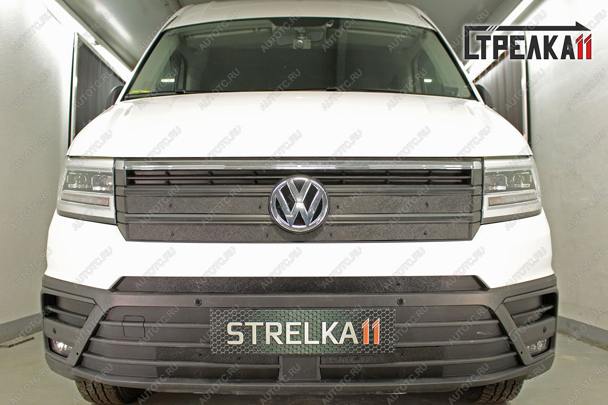 2 159 р. Зимняя защита на стяжке (верх 3 части) Стрелка11 Volkswagen Crafter 2 (2017-2025) (черная)  с доставкой в г. Вологда