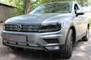 8 999 р. Защита радиатора (низ с камерой) (Off-Road) Стрелка11 Премиум Volkswagen Tiguan Mk2 дорестайлинг (2016-2020) (хром)  с доставкой в г. Вологда. Увеличить фотографию 2