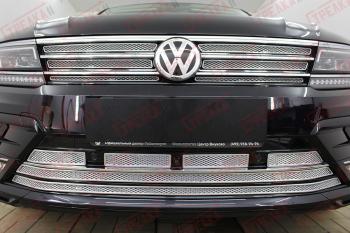 8 999 р. Защита радиатора (низ с камерой) (Off-Road) Стрелка11 Премиум Volkswagen Tiguan Mk2 дорестайлинг (2016-2020) (хром)  с доставкой в г. Вологда. Увеличить фотографию 3
