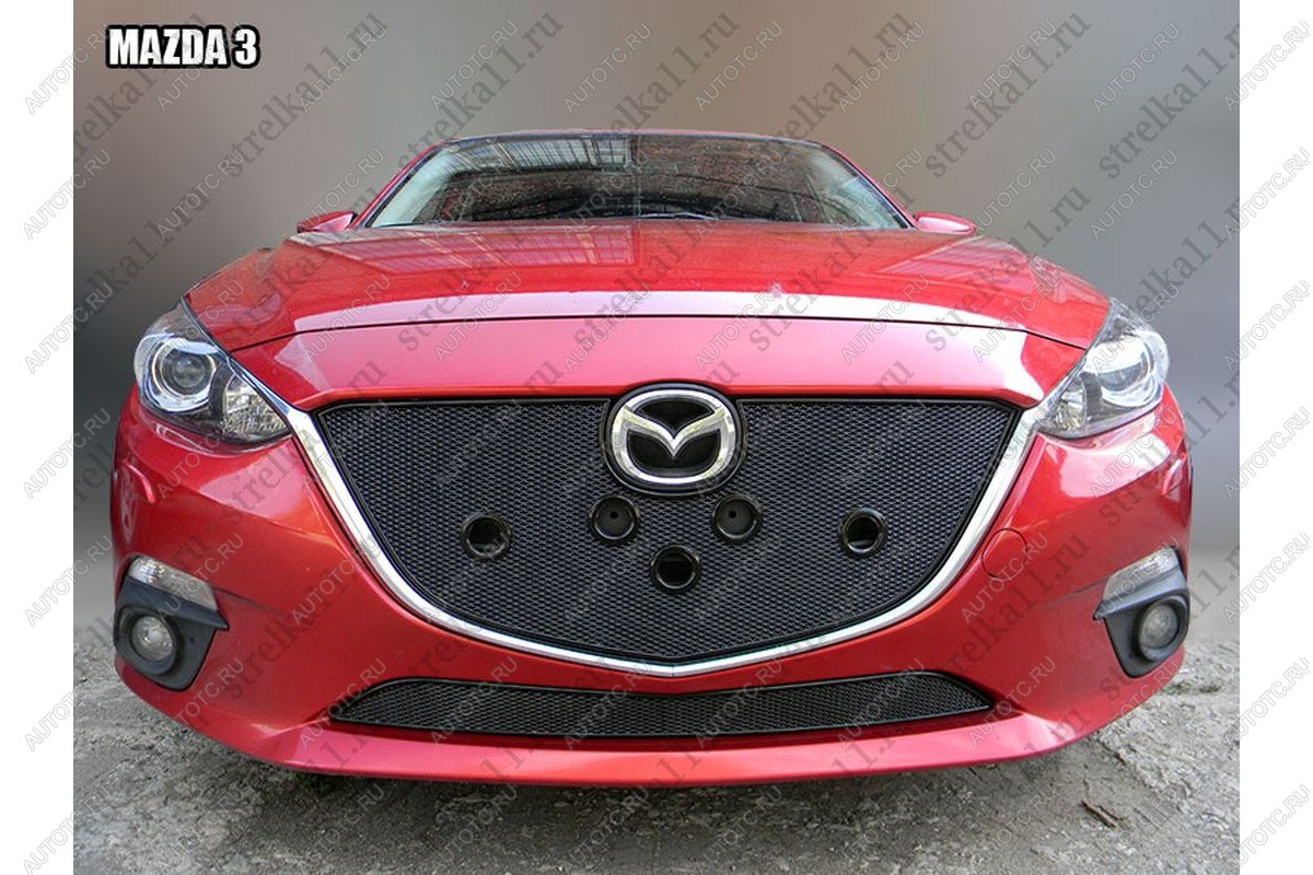 799 р. Зимняя заглушка решетки радиатора (низ) премиум Стрелка11 Mazda 3/Axela BM дорестайлинг, хэтчбэк (2013-2016) (черная)  с доставкой в г. Вологда