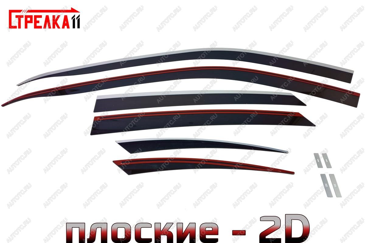 6 999 р. Дефлекторы окон 2D с хром накладками Стрелка11  Лада Гранта  2191 (2013-2017) лифтбэк дорестайлинг  (черные)  с доставкой в г. Вологда