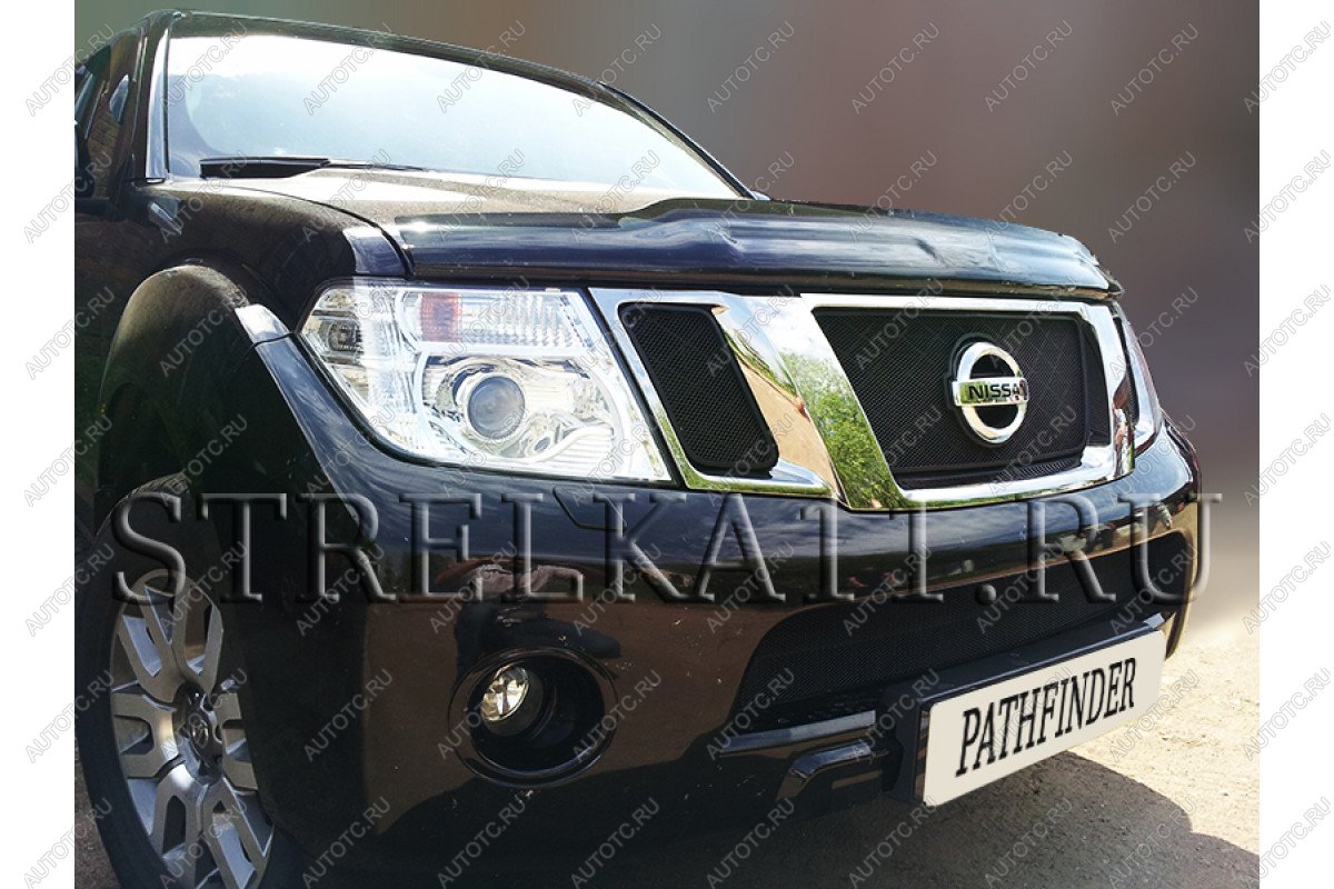 7 499 р. Защита радиатора (верх) Стрелка11 PREMIUM  Nissan Pathfinder  R51 (2009-2014) рестайлинг (черная)  с доставкой в г. Вологда