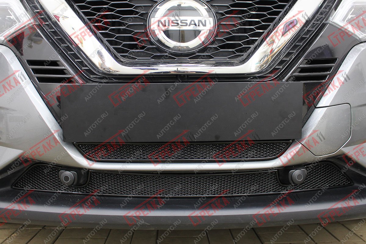 6 999 р. Защита радиатора (низ 2 части с парктроником) Стрелка11 PREMIUM Nissan Qashqai 2 J11 рестайлинг (2017-2022) (черная)  с доставкой в г. Вологда