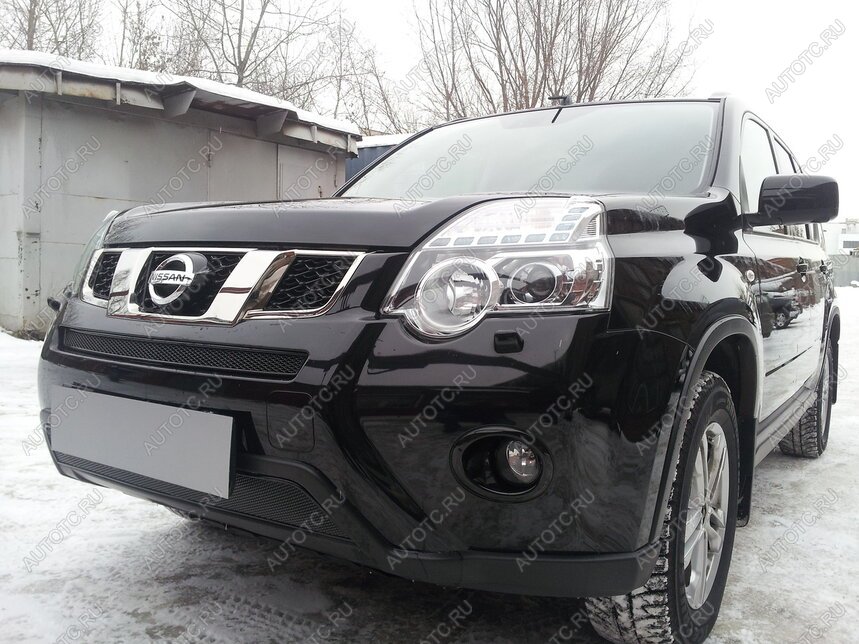 3 399 р. Защита радиатора (середина) Стрелка11 PREMIUM  Nissan X-trail  2 T31 (2010-2015) рестайлинг (черная)  с доставкой в г. Вологда
