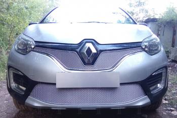 4 649 р. Защита радиатора (низ) Стрелка11 PREMIUM  Renault Kaptur (2016-2025) дорестайлинг, рестайлинг (хром)  с доставкой в г. Вологда. Увеличить фотографию 2