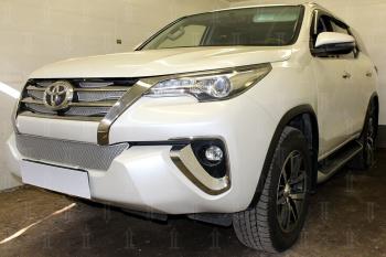 Защита радиатора (низ) (Black Onyx) Стрелка11 PREMIUM Toyota Fortuner  AN160 (2020-2025) рестайлинг (хром)