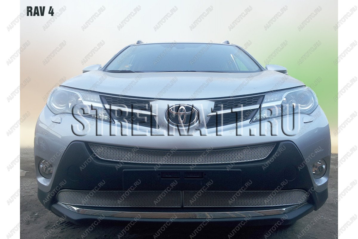 10 999 р. Защита радиатора (3 части) (Комфорт, Элеганс, Престиж) Стрелка11 PREMIUM  Toyota RAV4  XA40 (2012-2015) 5 дв. дорестайлинг (хром)  с доставкой в г. Вологда