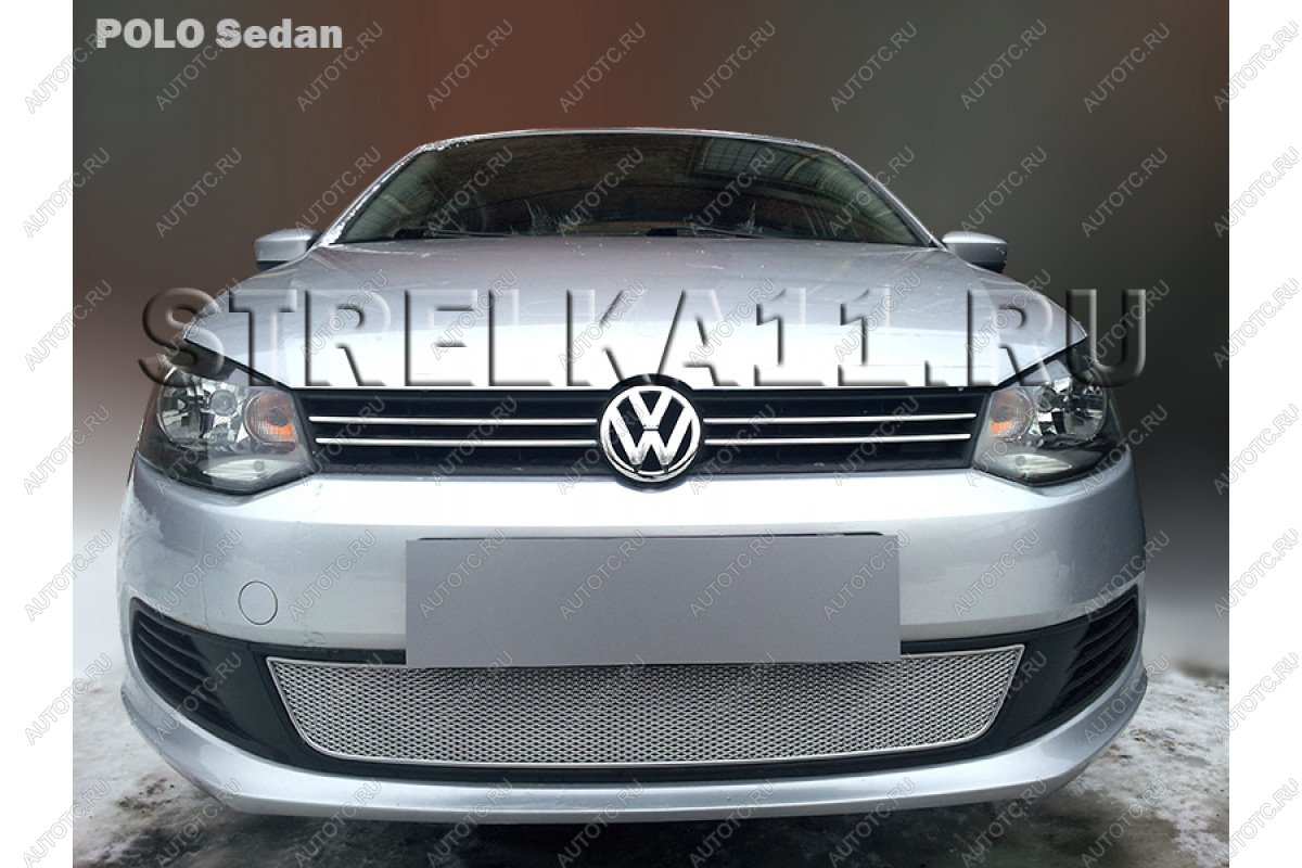 4 199 р. Защита радиатора Стрелка11 PREMIUM Volkswagen Polo 5 седан дорестайлинг (2009-2015) (хром)  с доставкой в г. Вологда