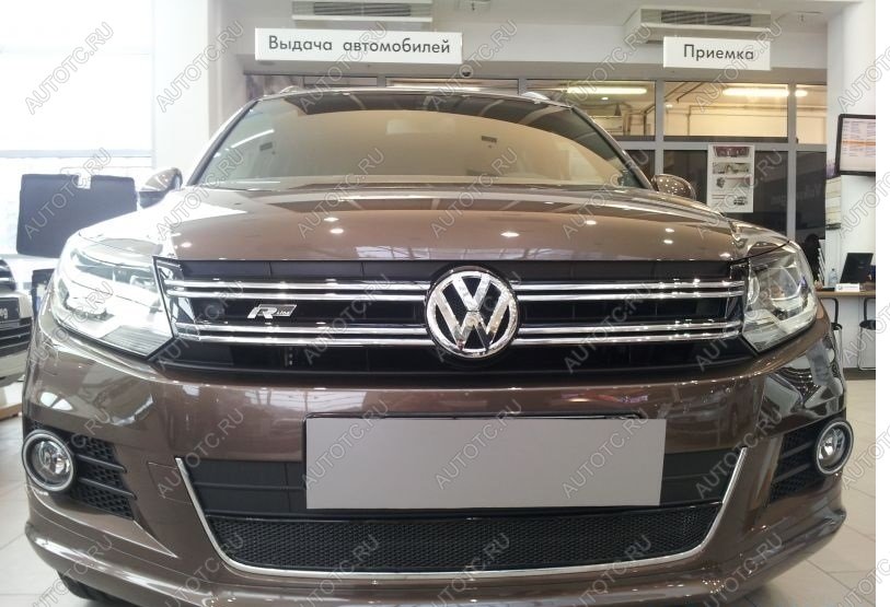 9 649 р. Защита радиатора (низ с парктроником) Стрелка11 Премиум Volkswagen Tiguan Mk2 дорестайлинг (2016-2020) (хром)  с доставкой в г. Вологда