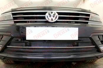 9 649 р. Защита радиатора (низ с парктроником) Стрелка11 Премиум Volkswagen Tiguan Mk2 дорестайлинг (2016-2020) (хром)  с доставкой в г. Вологда. Увеличить фотографию 2