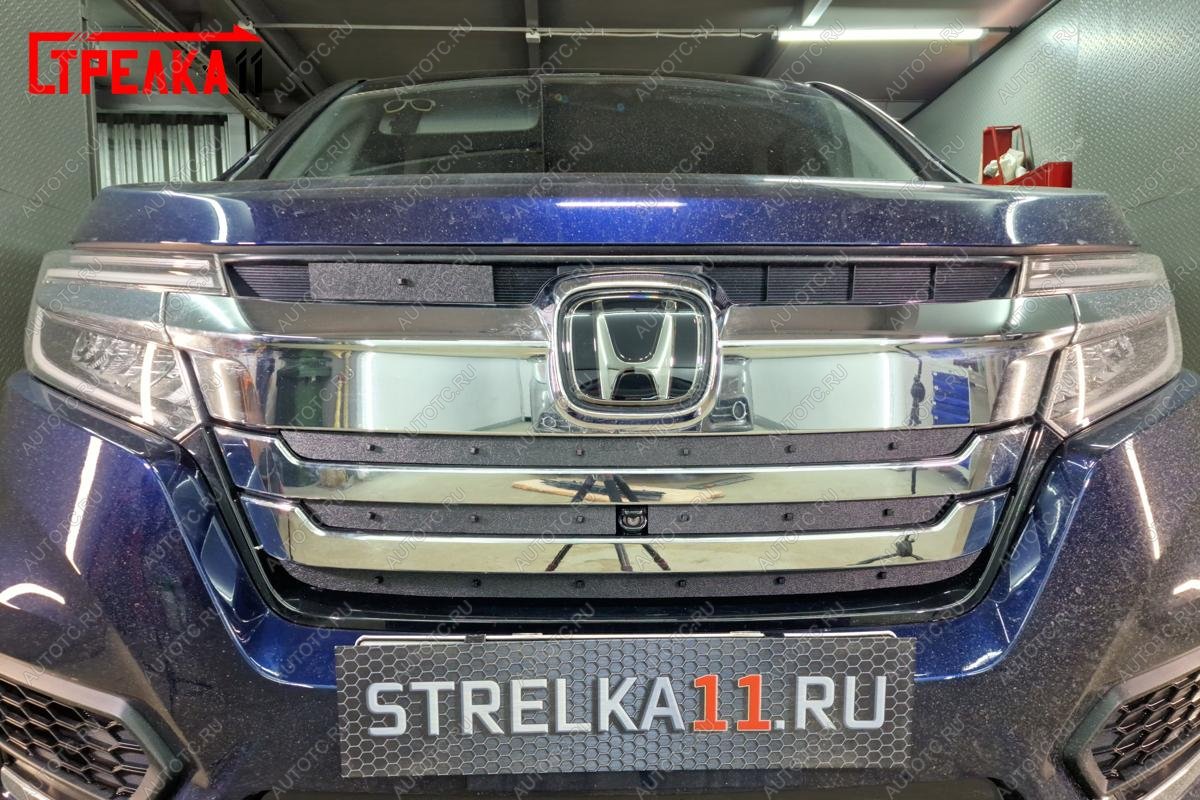 2 489 р. Зимняя защита на стяжке (верх 5 частей) Стрелка11 Honda Stepwgn Spada RP рестайлинг (2017-2021) (черная)  с доставкой в г. Вологда