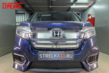 Зимняя защита на стяжке (низ) Стрелка11 Honda Stepwgn Spada  RP (2017-2021) рестайлинг (черная)