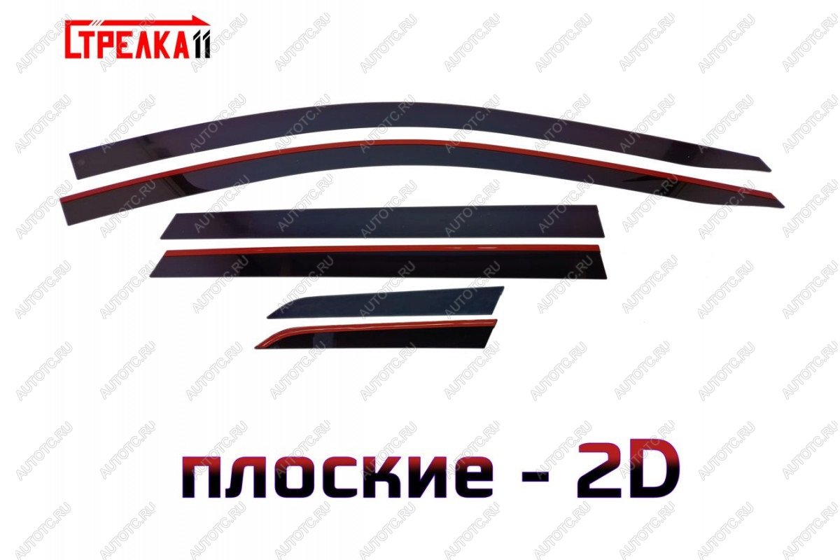 3 299 р. Дефлекторы окон 2D Стрелка11  Jetta VS5 (2019-2024) дорестайлинг (черные)  с доставкой в г. Вологда