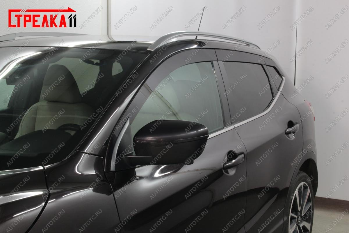 4 699 р. Дефлекторы окон 2D (прямой) Стрелка11  Nissan Qashqai  2 (2013-2019) J11 дорестайлинг (черные)  с доставкой в г. Вологда