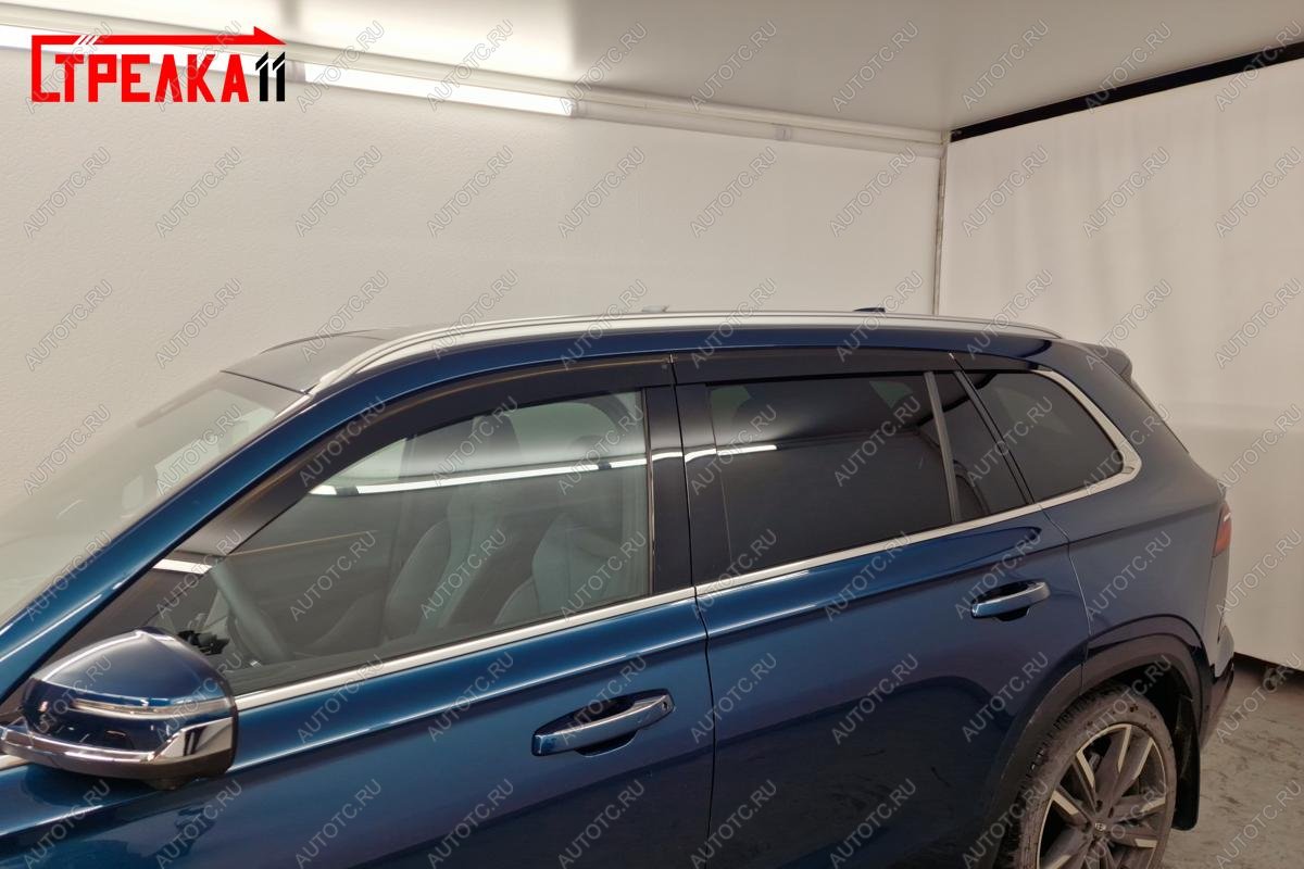 4 749 р. Дефлекторы окон 2D Стрелка11  Geely Coolray  SX11 (2018-2023) дорестайлинг (черные)  с доставкой в г. Вологда