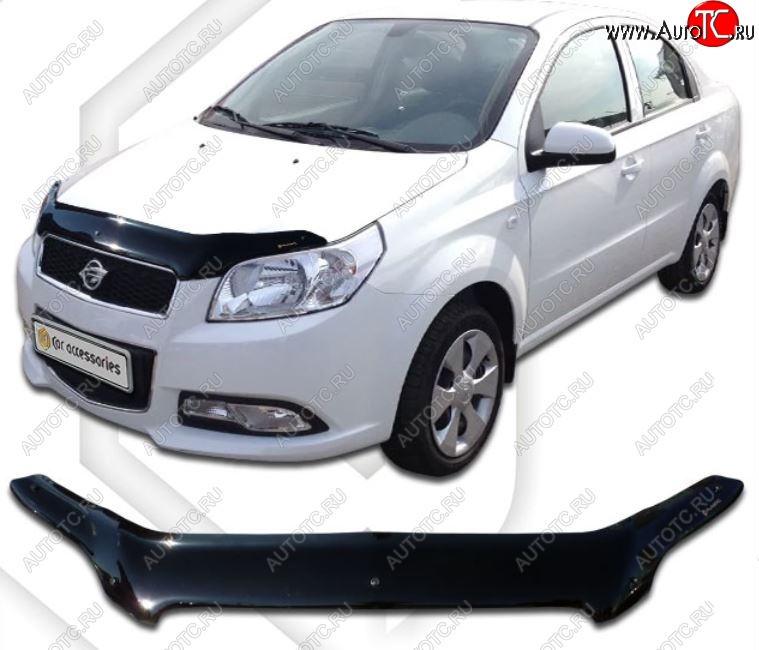 1 999 р. Дефлектор капота CA-Plastiс  Chevrolet Nexia (2020-2022) седан (Classic черный, Без надписи)  с доставкой в г. Вологда