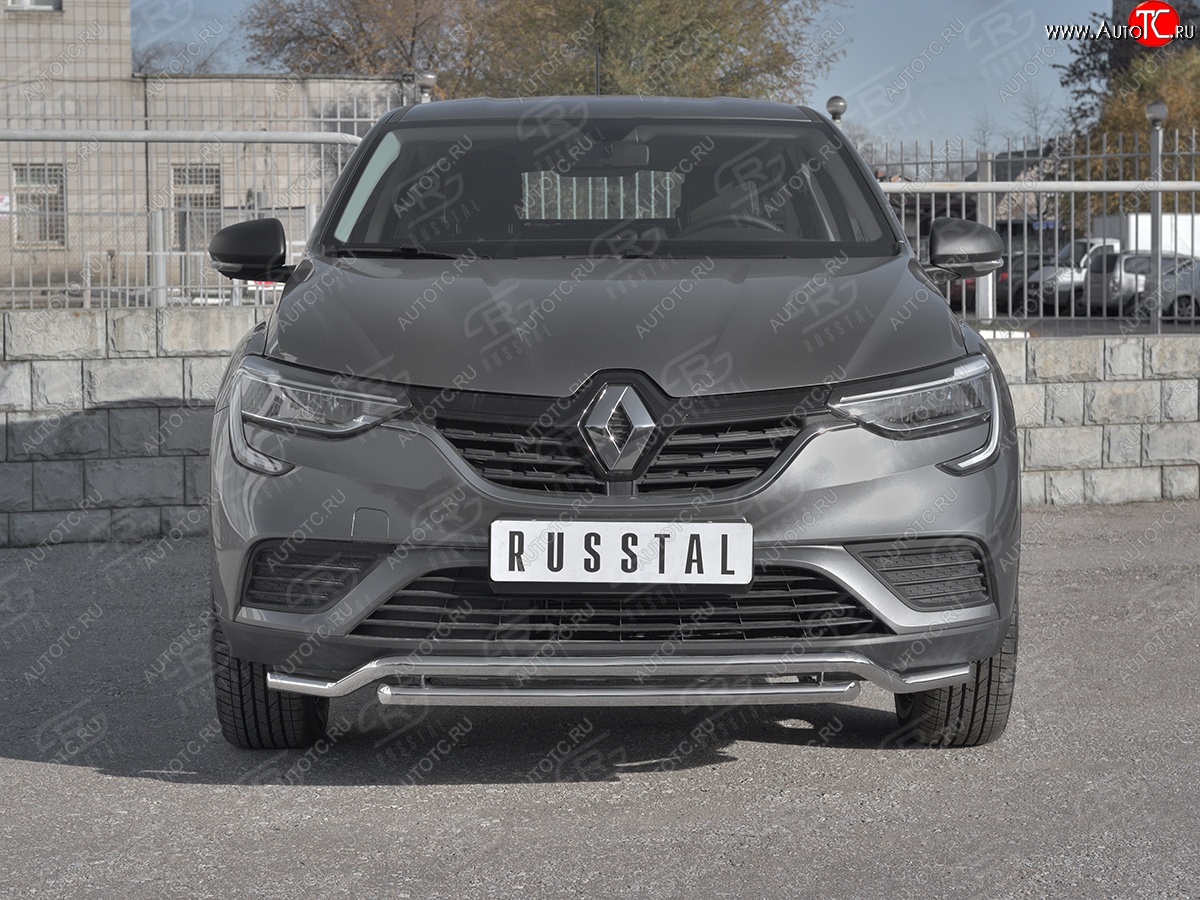 16 999 р. Защита переднего бампера (2 трубы Ø42 мм, нержавейка) SLITKOFF Renault Arkana (2019-2025)  с доставкой в г. Вологда