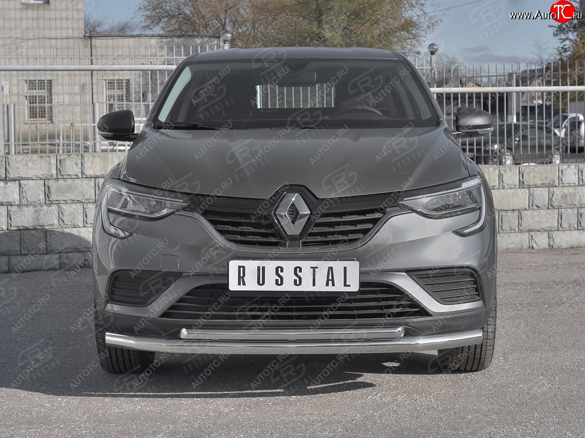 16 549 р. Защита переднего бампера (2 трубы Ø63 и 42 мм, нержавейка) SLITKOFF Renault Arkana (2019-2025)  с доставкой в г. Вологда