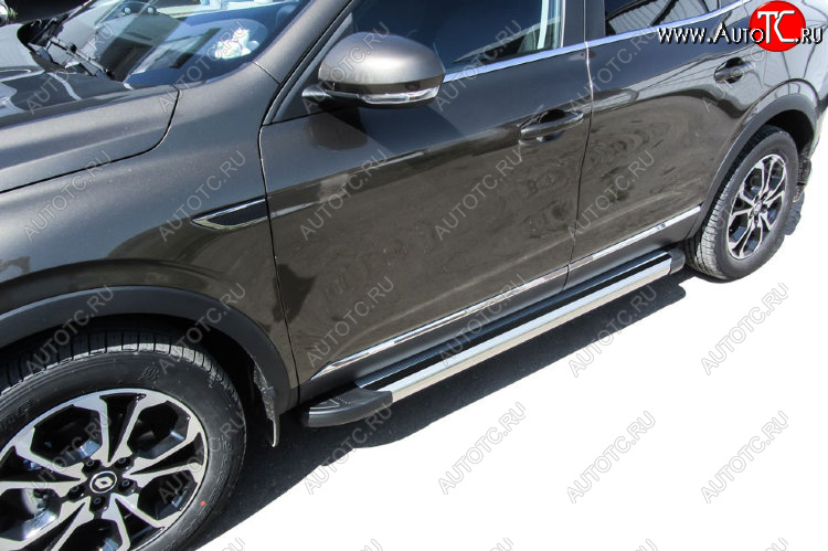 10 699 р. Пороги алюминиевые Slitkoff Renault Arkana (2019-2025) (Luxe Silver)  с доставкой в г. Вологда