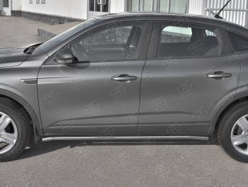 15 599 р. Защита порогов (Ø42 мм, нержавейка) SLITKOFF Renault Arkana (2019-2025) (Металлические торцы под 90°)  с доставкой в г. Вологда. Увеличить фотографию 2