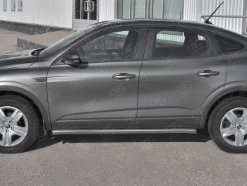 18 799 р. Защита порогов (Ø63 мм, нержавейка) SLITKOFF Renault Arkana (2019-2025) (С пластиковыми заглушками на торцах)  с доставкой в г. Вологда. Увеличить фотографию 2