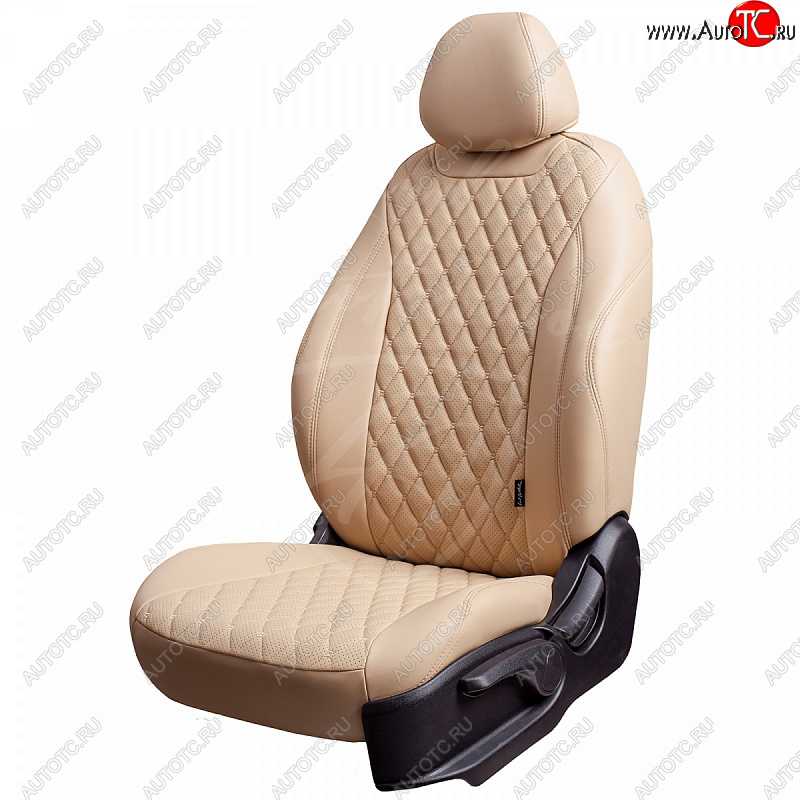 14 999 р. Чехлы для сидений Lord Autofashion Байрон (экокожа, 40/60 + подлокотник, 3 Г-образных подголовника) Renault Arkana (2019-2025) (Бежевый, вставка бежевая, строчка бежевая)  с доставкой в г. Вологда