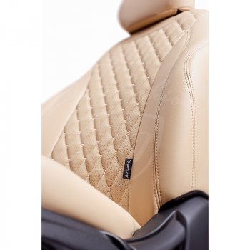 14 999 р. Чехлы для сидений Lord Autofashion Байрон (экокожа, 40/60 + подлокотник, 3 Г-образных подголовника) Renault Arkana (2019-2025) (Бежевый, вставка бежевая, строчка бежевая)  с доставкой в г. Вологда. Увеличить фотографию 3