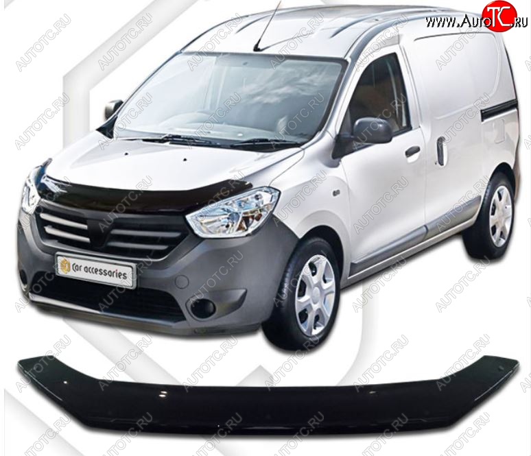 1 999 р. Дефлектор капота CA-Plastiс Renault Dokker (2012-2025) (Classic черный, Без надписи)  с доставкой в г. Вологда