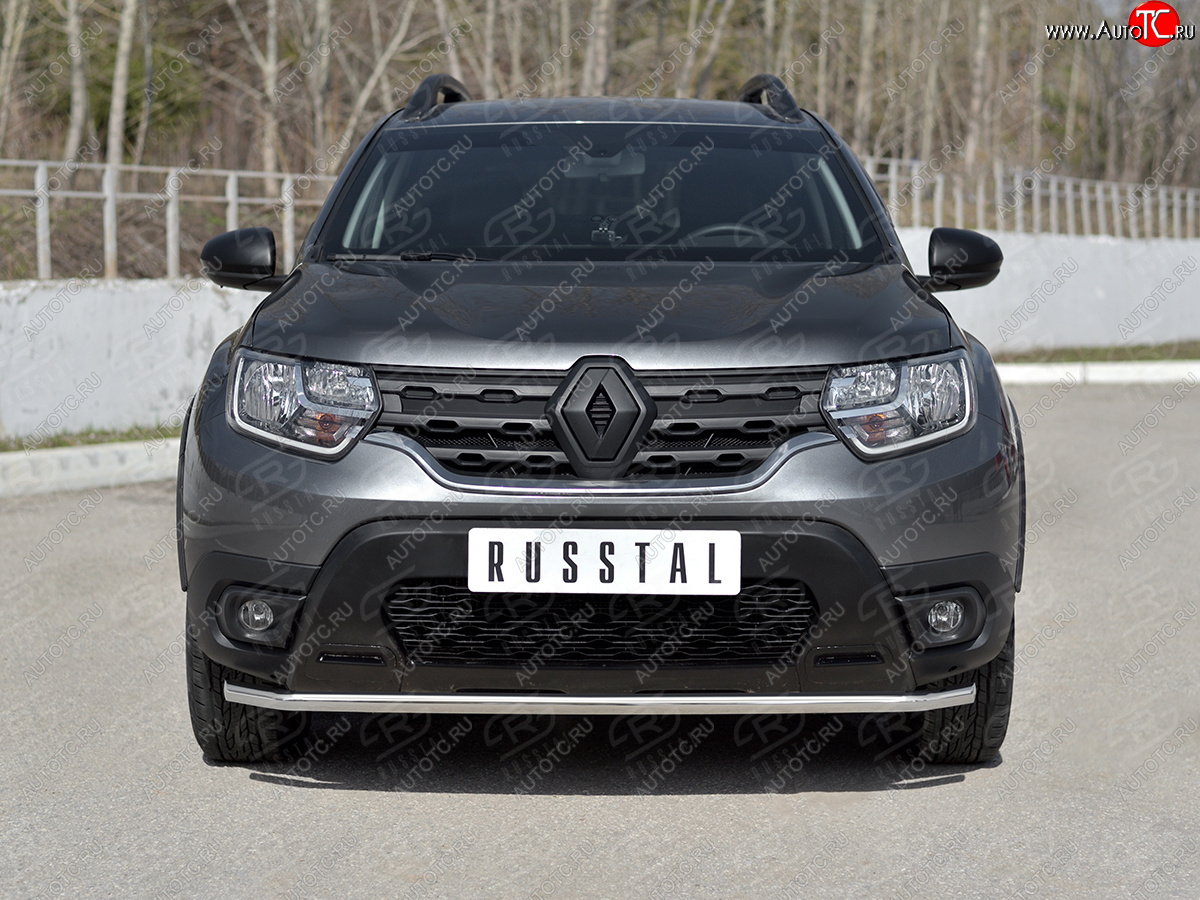 11 749 р. Защита переднего бампера (Ø42 мм, нержавейка) SLITKOFF Renault Duster HM рестайлинг (2021-2024)  с доставкой в г. Вологда
