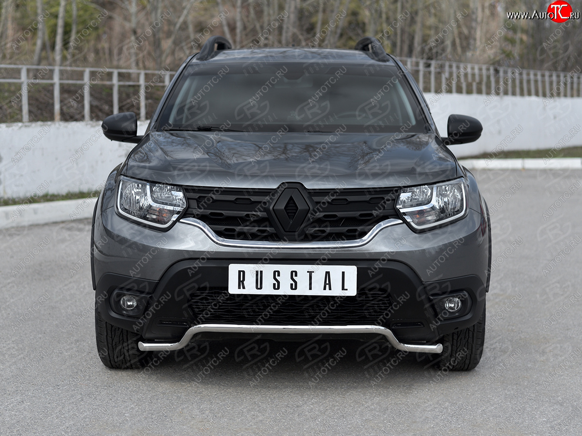 11 749 р. Защита переднего бампера (Ø42 мм волна, нержавейка) SLITKOFF Renault Duster HM рестайлинг (2021-2024)  с доставкой в г. Вологда