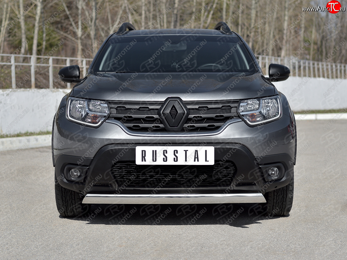 14 599 р. Защита переднего бампера (Ø75х42 мм, нержавейка) Russtal Renault Duster HM рестайлинг (2021-2024)  с доставкой в г. Вологда