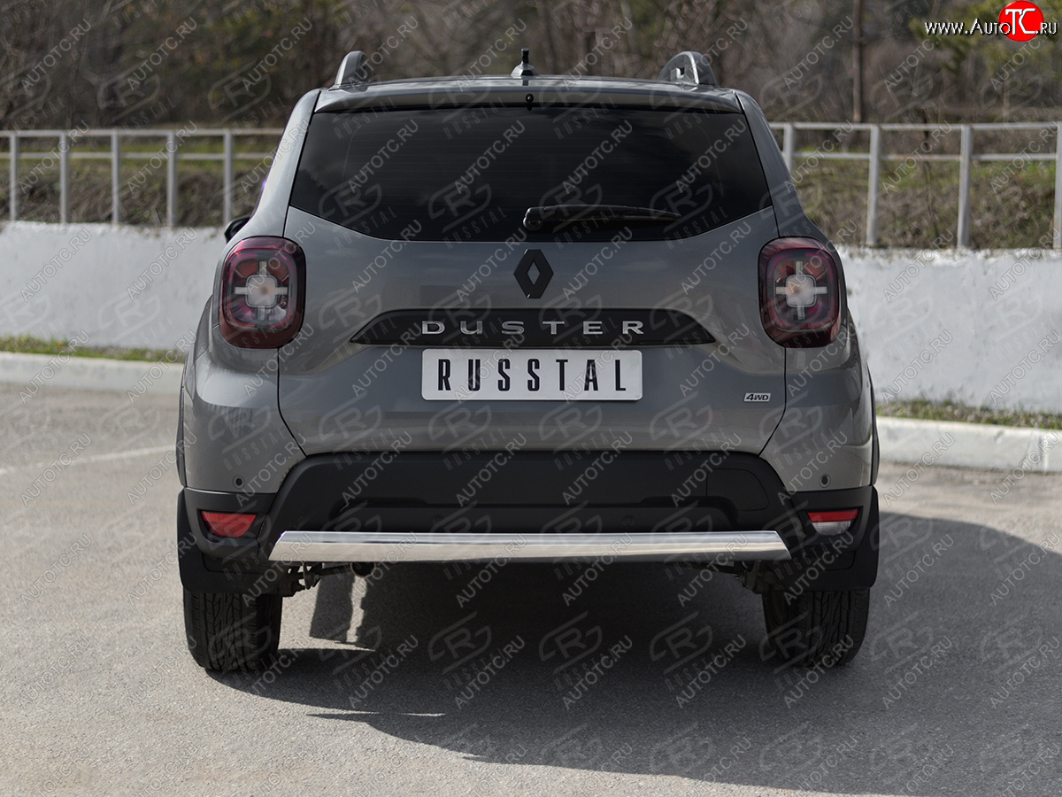 9 349 р. Защита заднего бампера (Ø75х42 мм, нержавейка) Russtal Renault Duster HM рестайлинг (2021-2024)  с доставкой в г. Вологда