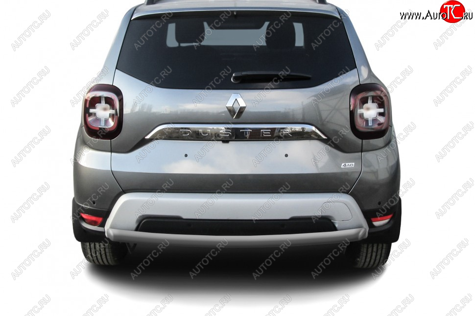 7 499 р. Защита заднего бампера Slitkoff (Ø57 мм) Renault Duster HM рестайлинг (2021-2024) (Сталь окрашенная, цвет серебристый)  с доставкой в г. Вологда