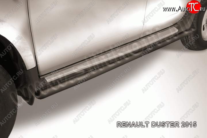 11 599 р. Защита порогов Slitkoff Renault Duster HS рестайлинг (2015-2021) (Цвет: серебристый)  с доставкой в г. Вологда