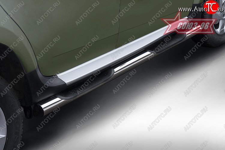 15 929 р. Защита порогов с проступью Souz-96 (d76) Renault Duster HS рестайлинг (2015-2021)  с доставкой в г. Вологда