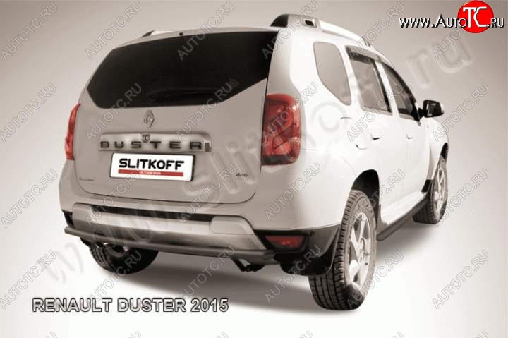 5 799 р. Защита задняя Slitkoff Renault Duster HS рестайлинг (2015-2021) (Цвет: серебристый)  с доставкой в г. Вологда