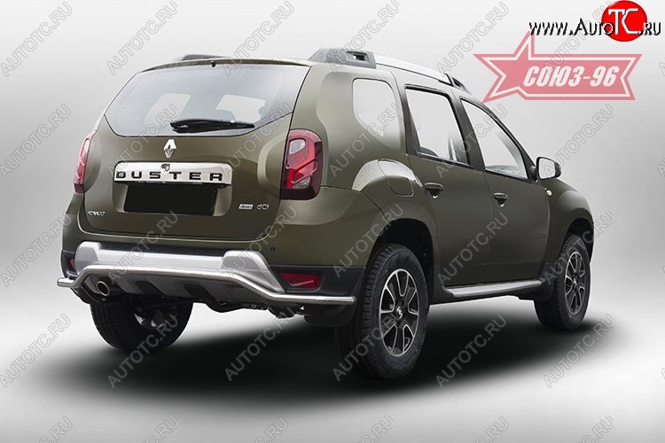 8 504 р. Волнистая защита заднего бампера с диаметром 42мм Souz-96 Renault Duster HS рестайлинг (2015-2021)  с доставкой в г. Вологда