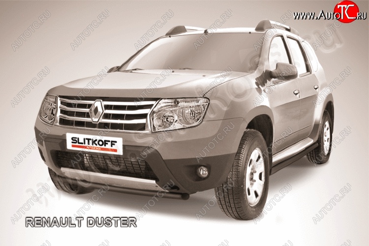 6 849 р. Защита переднего бампер Slitkoff Renault Duster HS дорестайлинг (2010-2015) (Цвет: серебристый)  с доставкой в г. Вологда