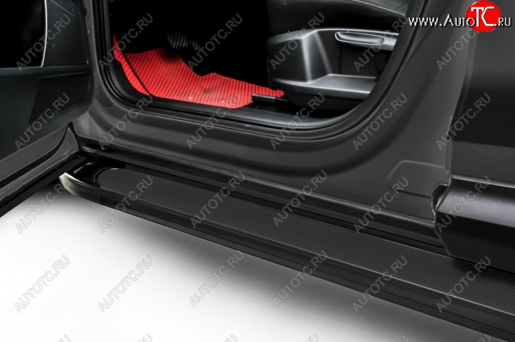 13 349 р. Пороги алюминиевые Slitkoff Renault Duster HS дорестайлинг (2010-2015) (Optima Black)  с доставкой в г. Вологда