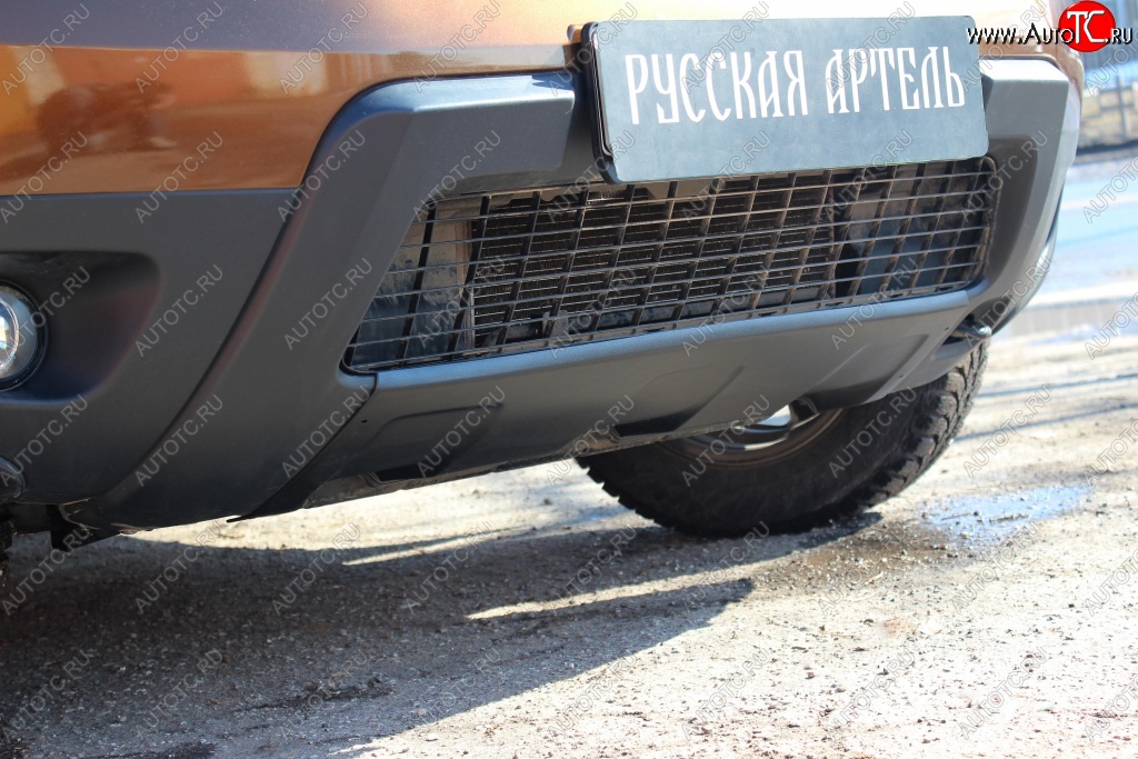 6 449 р. Накладка на передний бампер RA (усиленная) Renault Duster HS дорестайлинг (2010-2015) (Поверхность шагрень (серый металлик))  с доставкой в г. Вологда