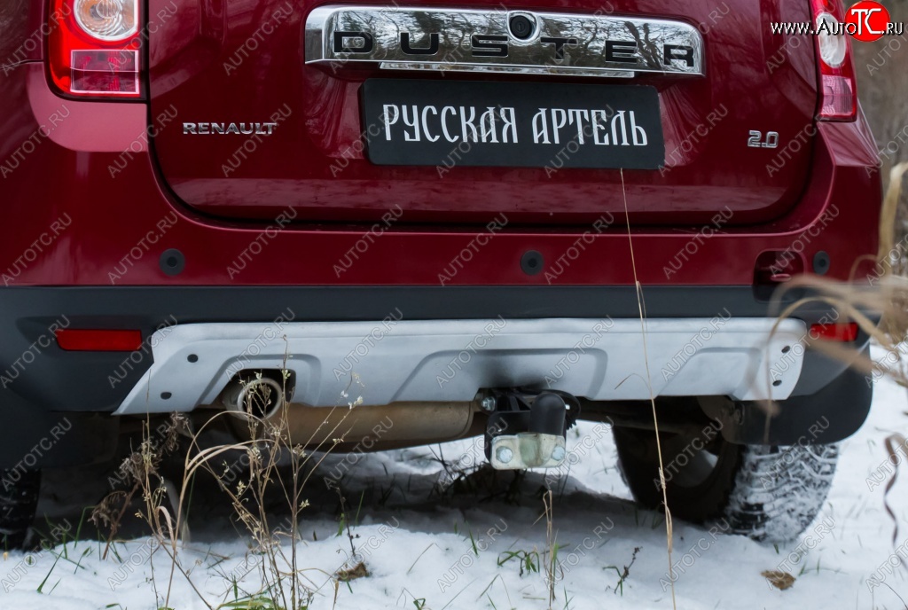 4 999 р. Накладка на задний бампер RA Renault Duster HS дорестайлинг (2010-2015) (Поверхность шагрень (серый металлик))  с доставкой в г. Вологда