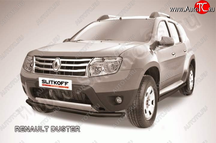 7 499 р. Защита переднего бампер Slitkoff Renault Duster HS дорестайлинг (2010-2015) (Цвет: серебристый)  с доставкой в г. Вологда