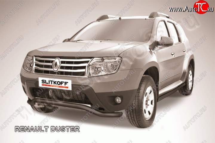 7 999 р. Защита переднего бампер Slitkoff Renault Duster HS дорестайлинг (2010-2015) (Цвет: серебристый)  с доставкой в г. Вологда