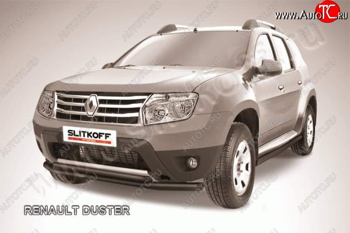 8 599 р. защита переднего бампера Slitkoff Renault Duster HS дорестайлинг (2010-2015) (Цвет: серебристый)  с доставкой в г. Вологда