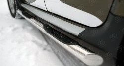 83 999 р. Защита порогов с пластиковыми вставками для ног из круглой трубы диаметром 76 мм (рестайлинг) Russtal Renault Duster HS дорестайлинг (2010-2015) (Защита порогов с со скосами на торцах (вариант 1))  с доставкой в г. Вологда. Увеличить фотографию 2