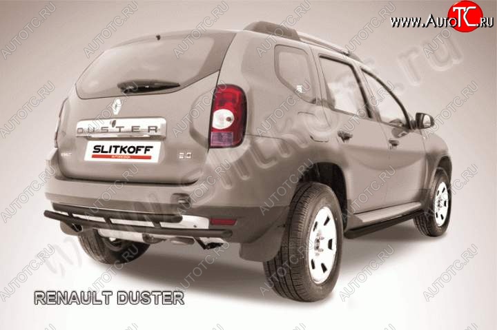 6 349 р. Защита задняя Slitkoff Renault Duster HS дорестайлинг (2010-2015) (Цвет: серебристый)  с доставкой в г. Вологда