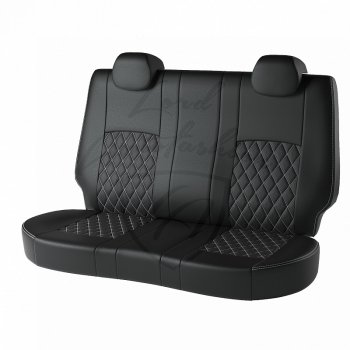 10 299 р. Чехлы для сидений Lord Autofashion Турин Ромб (экокожа, 40/60) Renault Fluence дорестайлинг (2010-2012) (Чёрный, вставка чёрная, строчка белая)  с доставкой в г. Вологда. Увеличить фотографию 2
