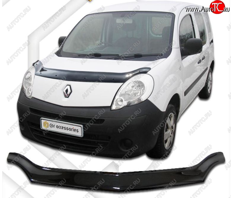 2 159 р. Дефлектор капота CA-Plastiс Renault Kangoo KW0 дорестайлинг (2008-2013) (Classic черный, Без надписи)  с доставкой в г. Вологда